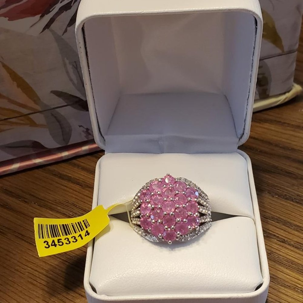 DEAL OF THE DAY $75 llakaka Hot Pink Sapphire, white Zircon ring